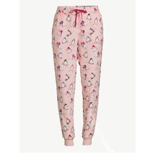 Women’s Penguin Print Fuzzy Lounge Sleep Pajama Pants Joggers Size M